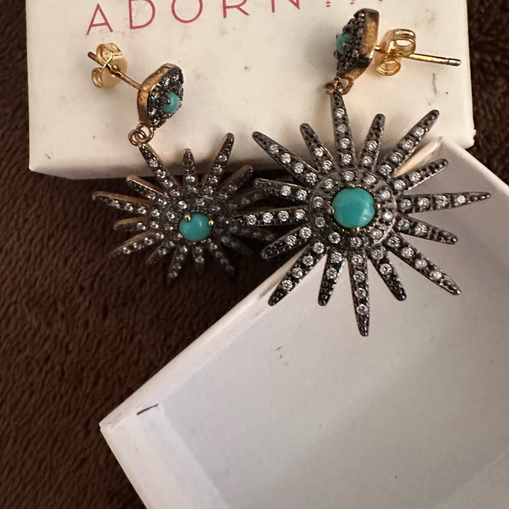 ADORNIA Swarovski crystal and turquoise earrings